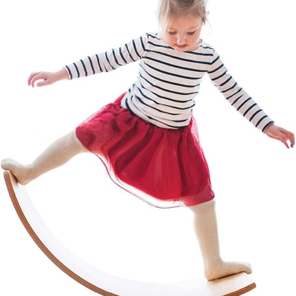 Wooden Wobble Balance Board, 35 Inch Rocker Board Natural Wood, Kids Toddler Ope - Picture 1 of 9